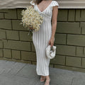 Tuularose Ruffle Knit Dress Sexy v Neck Sleeveless Ruffle Backless Knit Long Dress Elegant Luxury Y2k Women's Evening Dresses